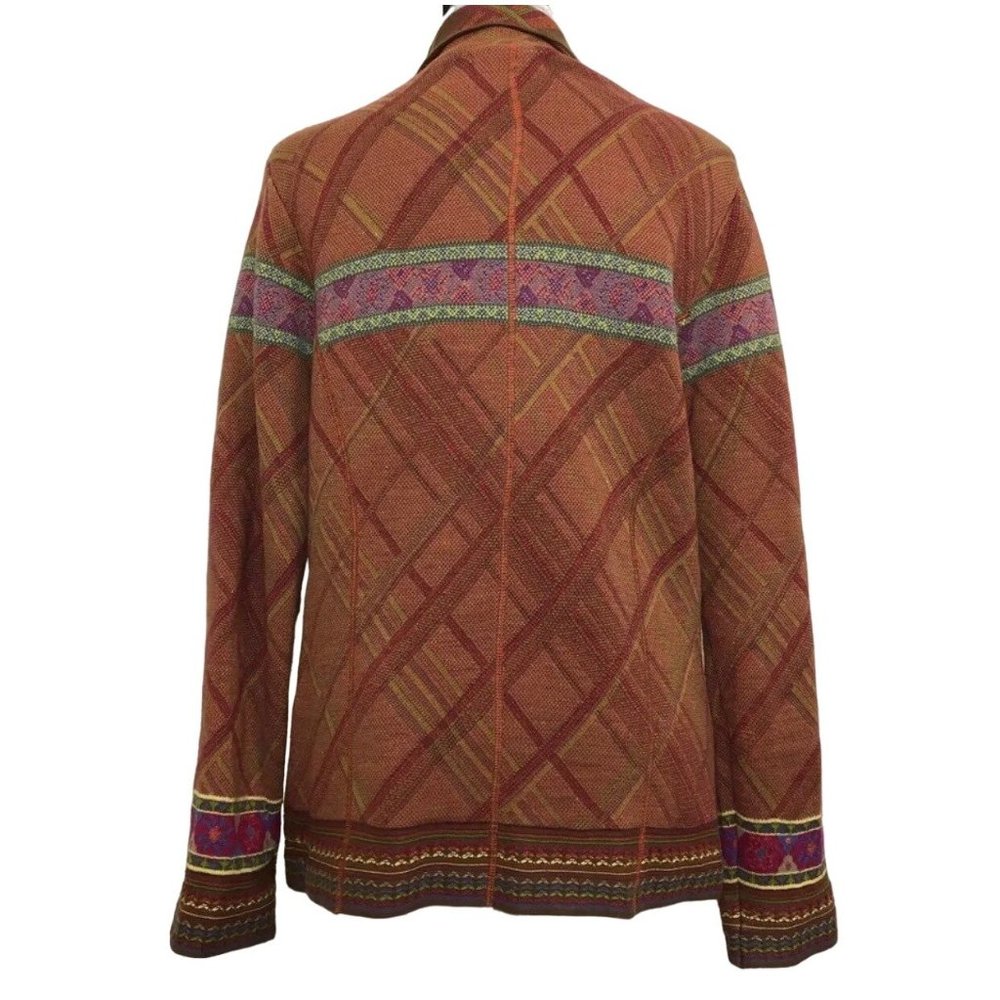 Coldwater Creek Intarsia Knit Cardigan Jacket M Tribal Cotton Wool Knit Blend - Picture 10 of 11